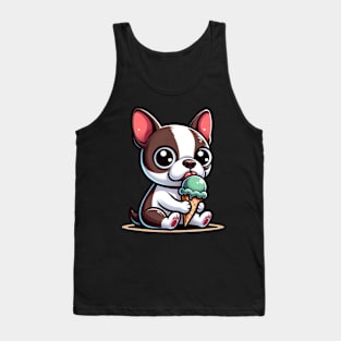 Boston Terrier Eating Ice Cream Tank Top